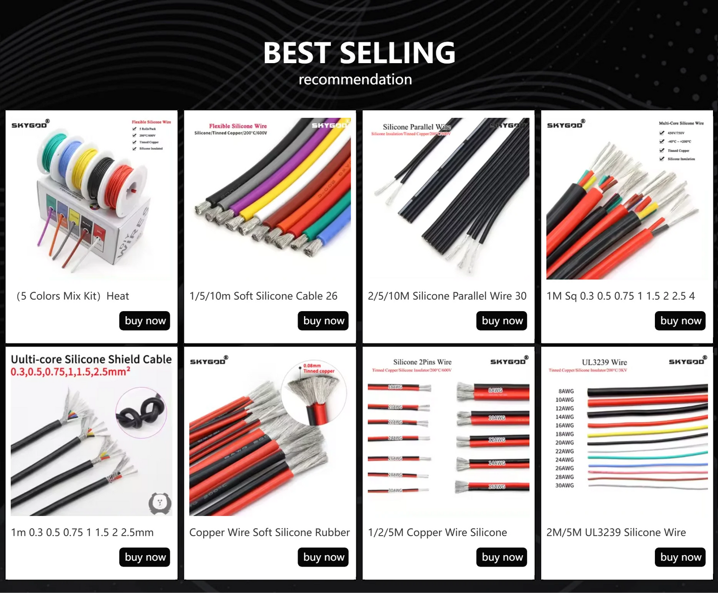 1/5/10m Soft Silicone Cable 26 24 22 20 18 16 14 12 10 8 6 4 2AWG Car Battery Automotive Wiring Heat-resistant Electrical Wires.