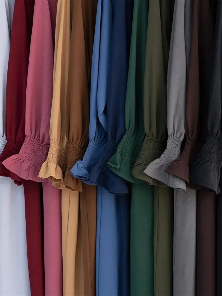 Eid Jersey Solid Modest Under Abaya Dubai 2024 Palestine Women Islamic Clothing Muslim Kaftan Inner Dresses Robe Femme Musulmane.