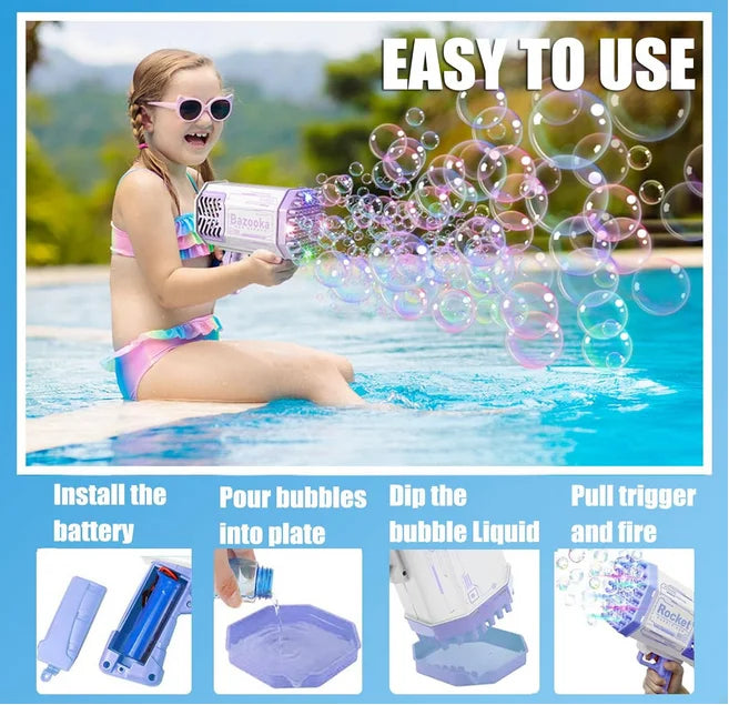 40/69 Holes Bubble Machine Ages 3+ Boy Girl Toys Birthday Wedding Kids Adult Party Toys Summer Outside Bubble Gun Soap Blower.