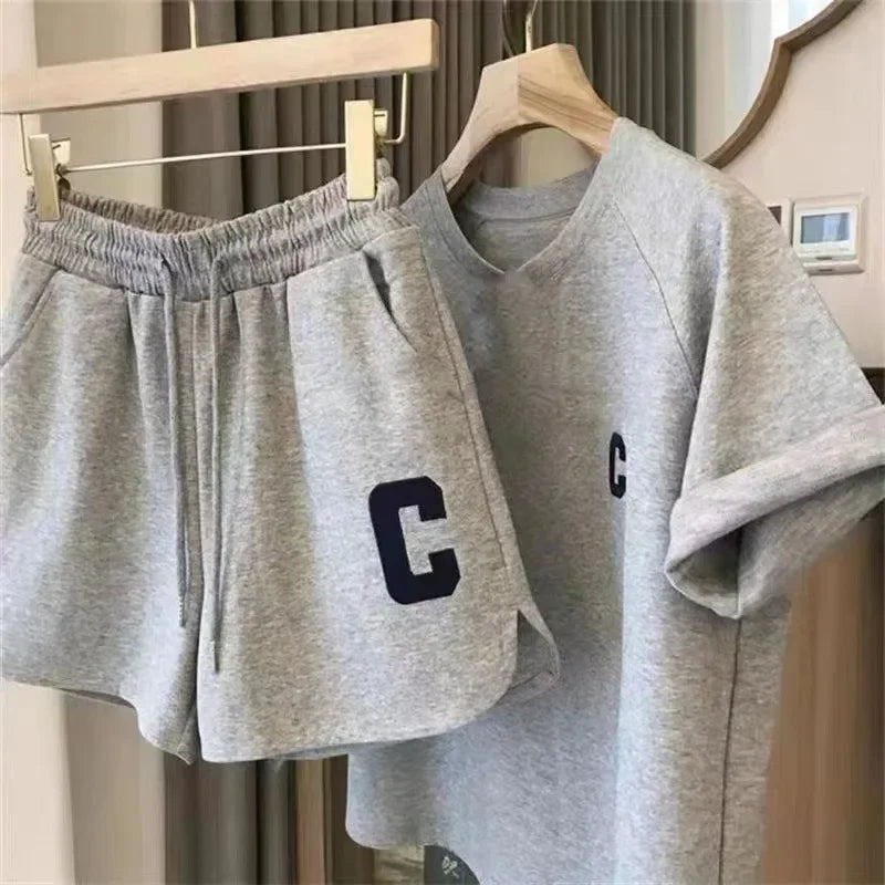 Bull Horn Sleeve Casual Sportanzug Damen Sommer Dünner Stil Sommer Laufmode Western-Stil Kurzarm Shorts Pyjamas.