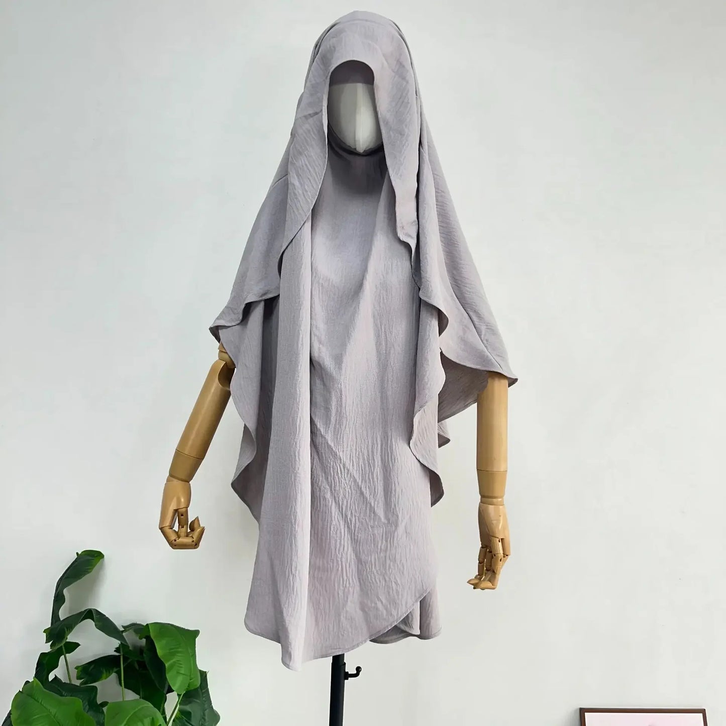 2025 Summer Muslim Women's Hijabs Traditional Soft Plain Scarf Khimar One Layer Stretch Soft Split Traditional Zip Chador