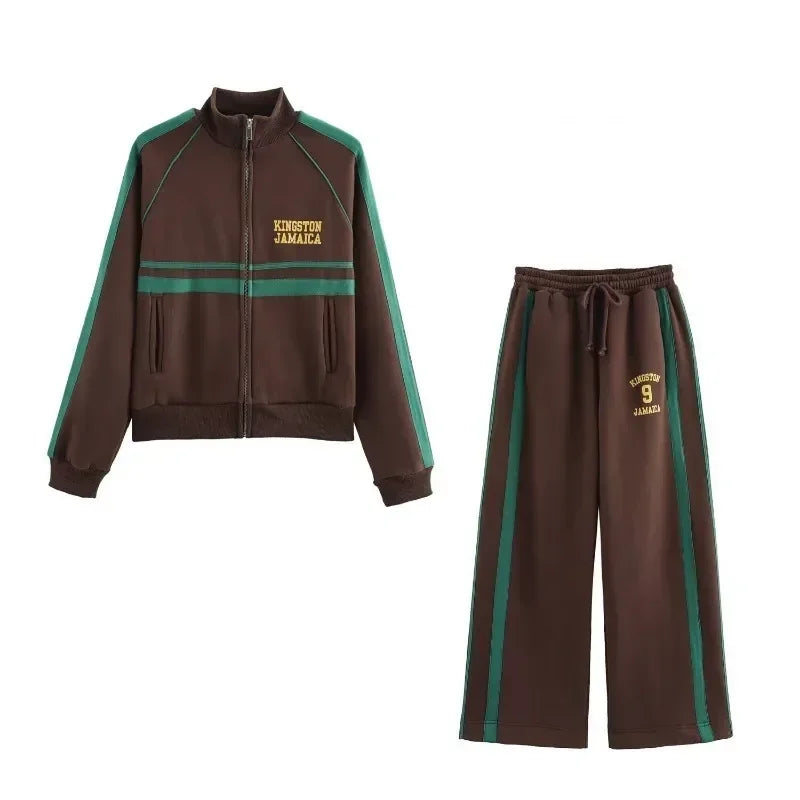 Brown Set Woman Two Pieces Casual Elegant Autumn Woman Sets Vintage Holiday Outfits Long Sleeve Sets Y2k Outfit Set.