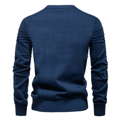 AIOPESON Mens Crewneck Pullover Sweater Knitted Cotton Stripped Quality Autumn Winter Warm Sweaters for Men.