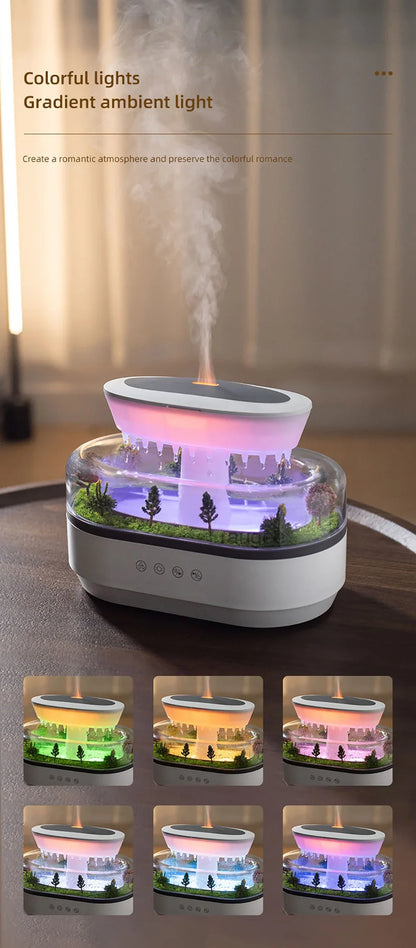 New Aroma Humidifier Raindrop Air Humidifier Colorful Atmosphere Light White Noise Music Essemtial Home Oil Fragrance Diffuser.