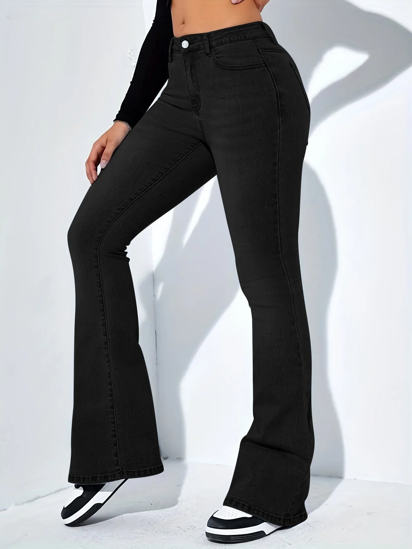 High Waist Slim Fit Denim Jeans Women's Fashionable Bell Bottoms Elastic Cross-Border New Arrival Hot Sale Of The Season Elegant.