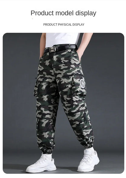 Fan Pants Cold Fishing Pure Cotton Site Welder Camping Ride Climbing Hiking Sports Fan Suit Air-Conditioning Clothes Fan Cooling.