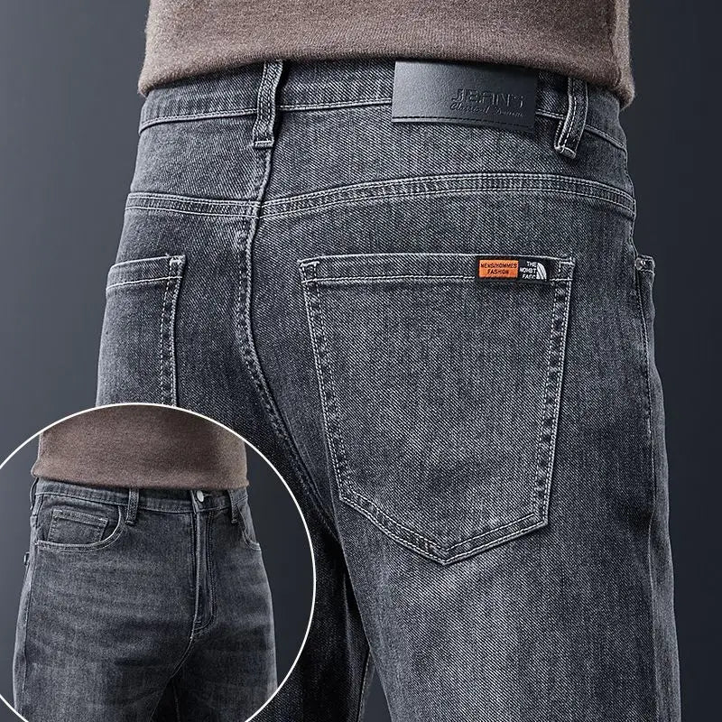 2025 New High Quality Jeans Men Baggy Pants Autumn Straight Cut Loose Solid Denim Pants Streetwear Fashion Pockets Vintage Man.