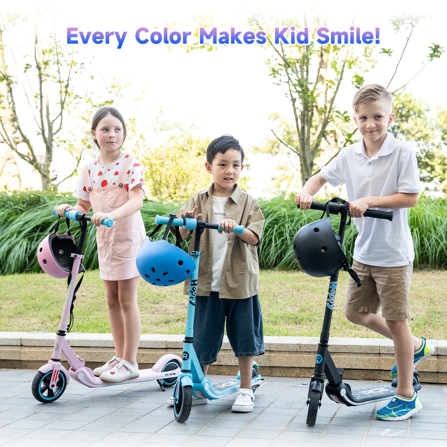RCB Kids e-Scooter for Children 6-12 Years, 150 W Motor - Max 16 km/h - Rainbow Light-folk Electric Scooter Children.