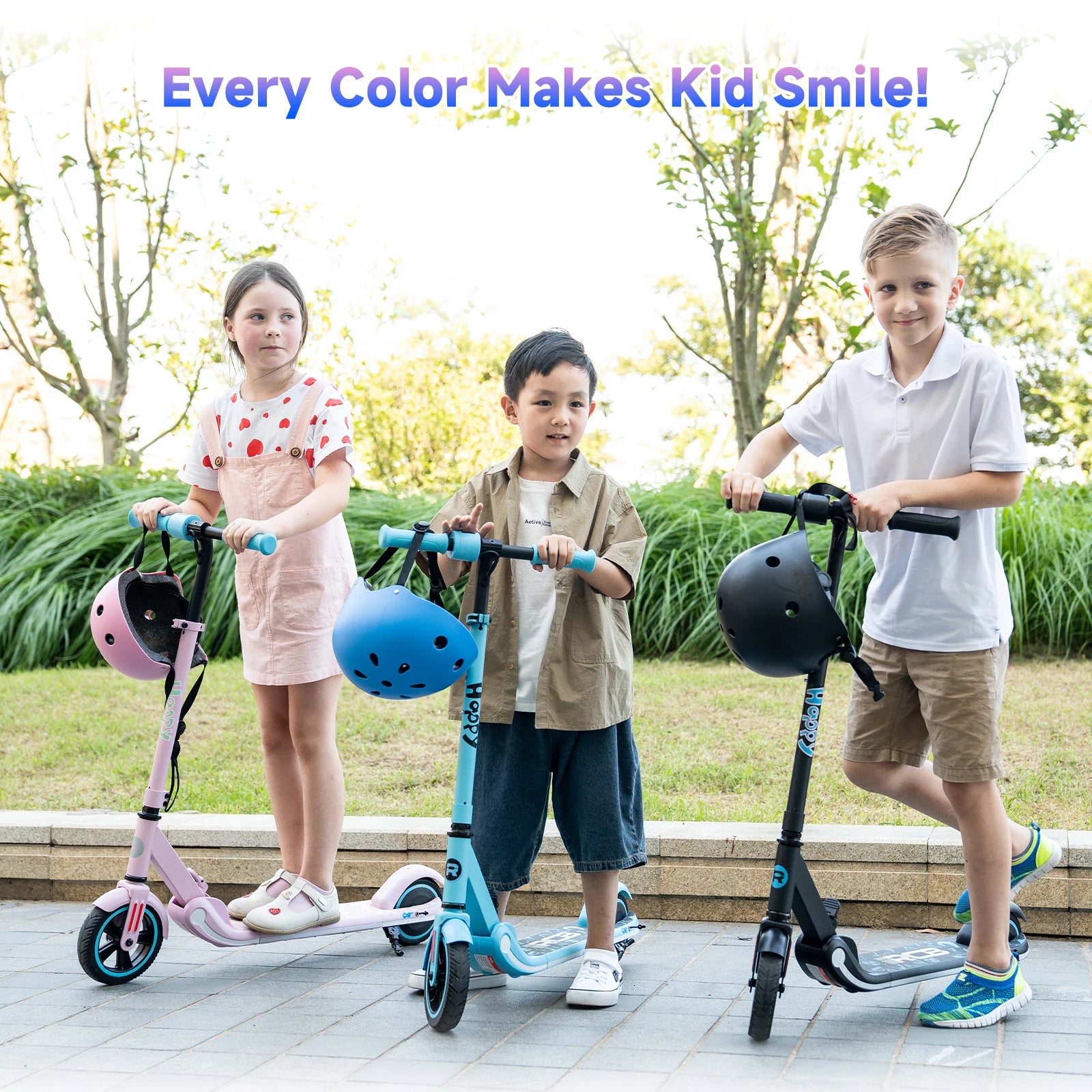 RCB Kids e-Scooter for Children 6-12 Years, 150 W Motor - Max 16 km/h - Rainbow Light-folk Electric Scooter Children.
