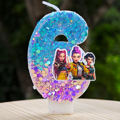 Anime Kpop Dämon Jäger Thema Kerze 3D Nummer 0-9 Kinder Geburtstag Kuchen Dekoration Baby Shower Party Zubehör geschenke