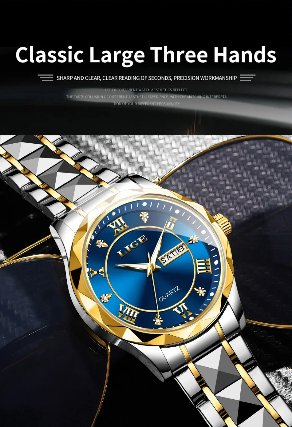 LIGE 2025 brand luxury women's watches waterproof luminous date day Ladies Watch stainless steel quartz watches for women reloj.