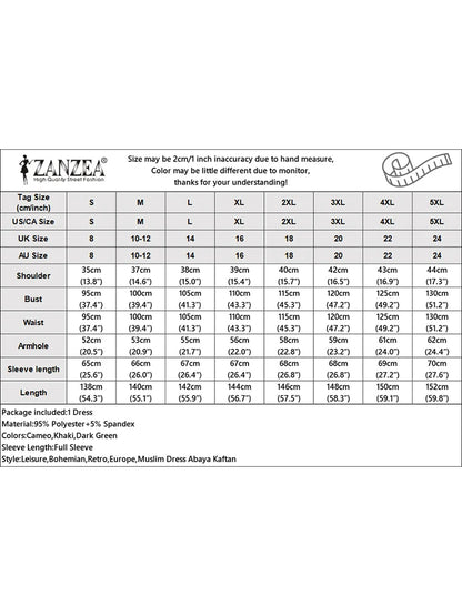 Muslim abaya ZANZEA Autumn Sundress Women Dress Hijab Dresses.
