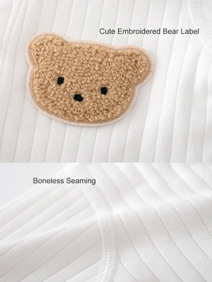 Einteiliges Outfit für Jungen und Mädchen, 100 % Baumwolle, langärmlig, Strampler für Neugeborene, solides Stricken, dünner Overall für Jahreszeiten.