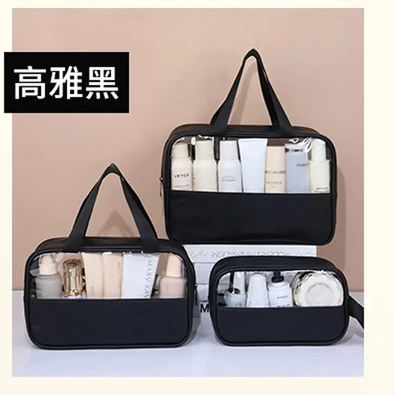 Waterproof Cosmetic Bag Portable Portable Cosmetic Storage Bag Large Capacity Pu Transparent Wash Bag Travel Storage Bag.