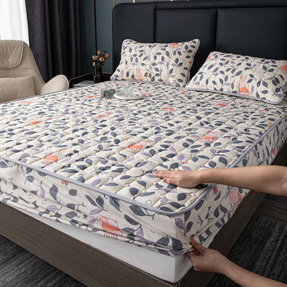 Bonenjoy Printed Bed Cover Simple Style Bedspread Quilted Bed Linen Home Non-slip Mattress Protector 매트리스 커버 (No Pillowcase).