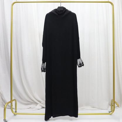 2025 Latest Lace Hoodie Soft And Comfortable jilbab One Piece Long Robe Prayer Abaya Jilbab Nikab Abaya Muslim Dress for Women
