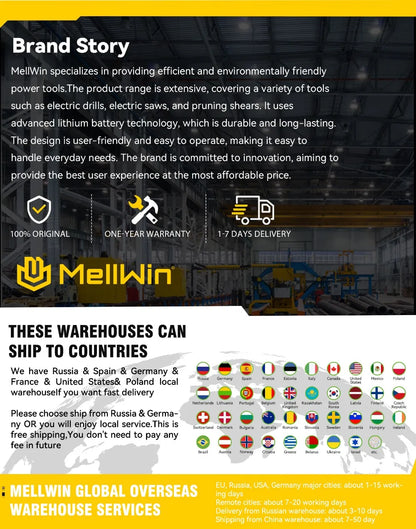 MELLWIN Bürstenlose 30mm Elektrische Pruner Schere Obst Baum Bonsai Cordless Beschneiden Schere Power Werkzeuge Für Makita 18V Batterie pin