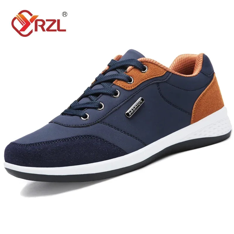 YRZL Men Shoes Spring Autumn Waterproof Walking Sneakers Leisure Male Leather Sports Shoes Non-Slip Footwear Tennis for Men.
