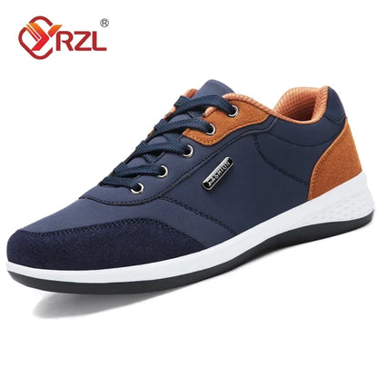 YRZL Men Shoes Spring Autumn Waterproof Walking Sneakers Leisure Male Leather Sports Shoes Non-Slip Footwear Tennis for Men.