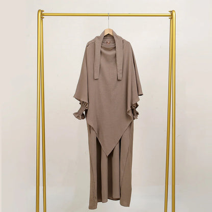 Two Piece Jilbab Prayer Set Abaya for Woman Batwing Hijab Dress Muslim Kimono Kaftan Robe Long Khimar Islam Cloth Jilbab Ramadan.