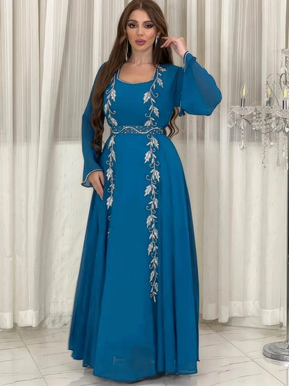 Eid Mubarak Abaya für muslimische Frauen Stickerei Langes Maxikleid Türkei Party Kaftan Arabische Robe Dubai Saudi Islamischer Kaftan Jalabiya.
