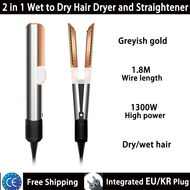 2-in-1 Hair Straightener and Dryer Combo - Negative Ion Heating Flat Iron for Quick, Long - Lasting Hair Styling at Home，salon.