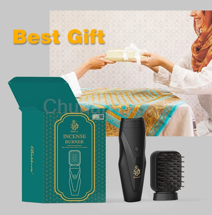 ChuHan Newest Electric USB Portable Incense Burner Muslim Aromatherapy Device Dukhoon Arabic Bakhoor Burner  With Comb Set.