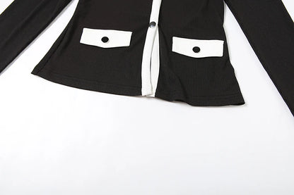 Sisterlinda Classic Street 2 Piece Set Autumn Daily Panelled Trim Full Sleeve Single Breasted Tops+Slim Pants Female Casual Suit.