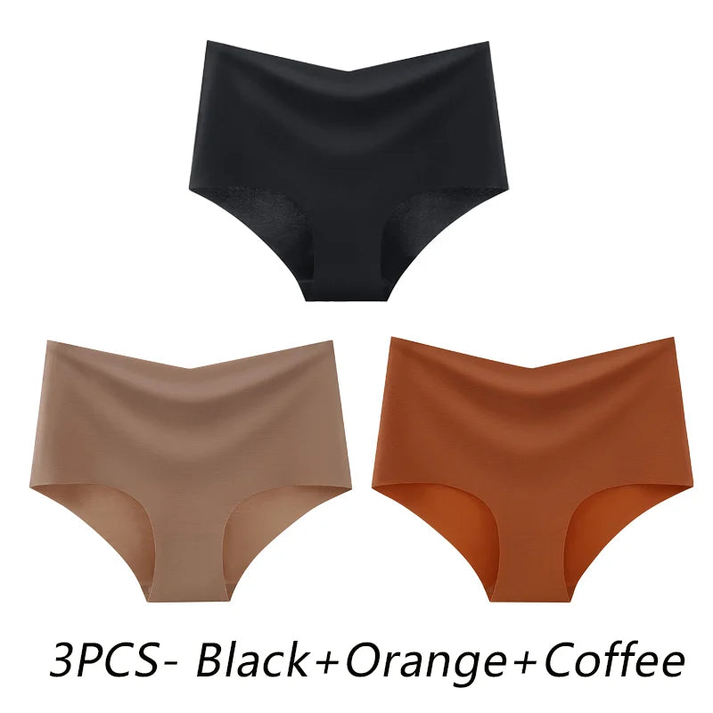 3PCS SET High Waist Panties Ice Silk Seamless Panty for Women Plus Size Sexy Comfortable Breathable Underwear S-3XL.