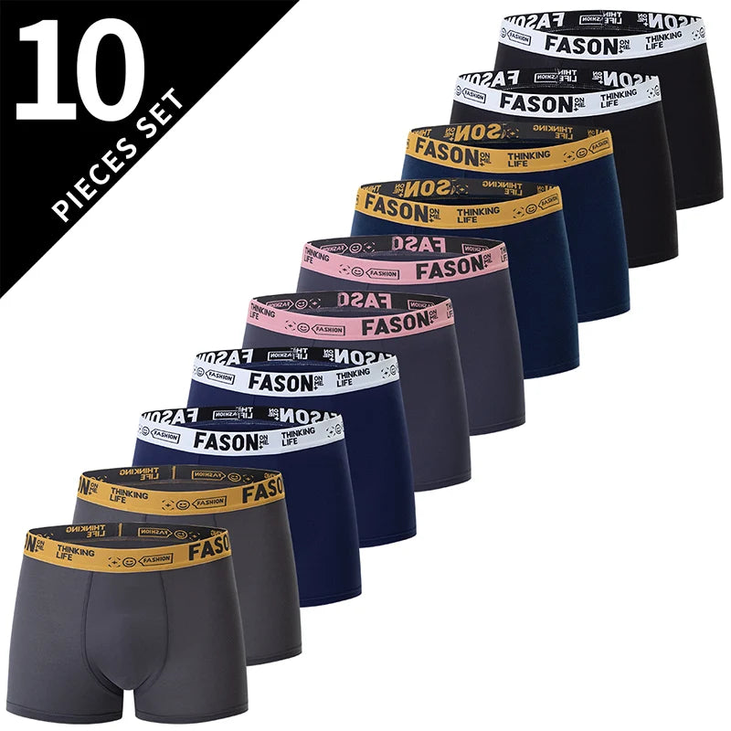 4/10-teilige Herren-Boxershorts für vier Jahreszeiten, Schwarz, modisch, lässig, Basic, vielseitig, Unterwäsche, Übergröße, Jugend-Sport-Basisshorts