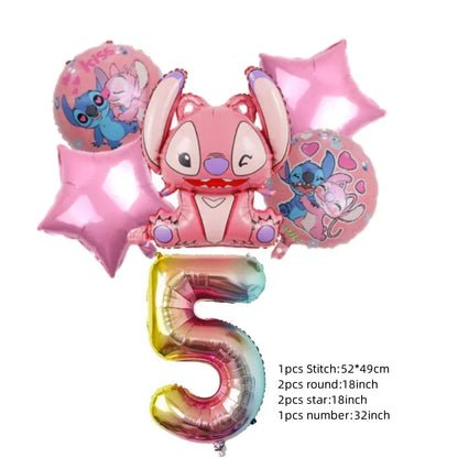 Niedliche Cartoon-Lilo und Stitch-Luftballons, alles Gute zum Geburtstag, Party, Babyparty, Dekorationen, Kindergeschenke, Einweggeschirr