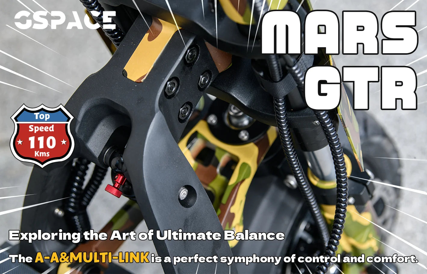 GSPACE MARS11 GTR Electric Scooter 2000*2W Motor 72V45Ah Battery Escooter  11 inch City tires E-Scooter