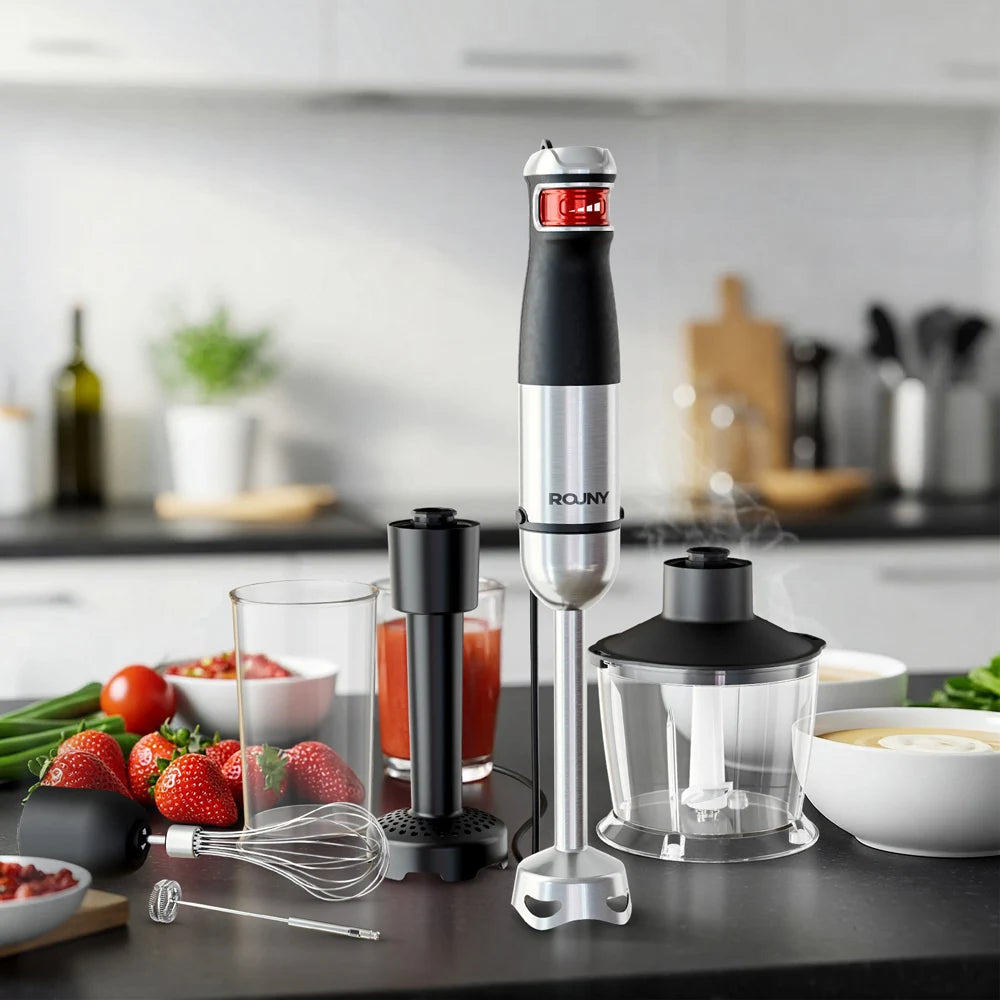 6-in-1 Electric Hand Held Stick Blender Multi-Purpose Immersion Hand Blender,Stainless Steel Blades,Home & Kitchen,MAX 1500W.