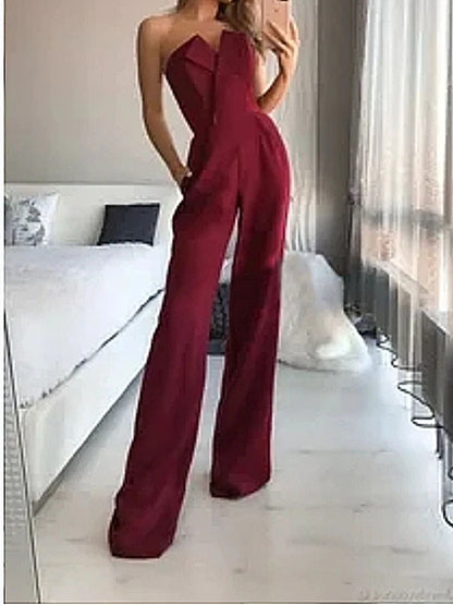 Summer Long Rompers Women Jumpsuit Elegant Strapless Summer Sleeveless Wide Leg Club Party Outfits Work 2024 White Overalls.