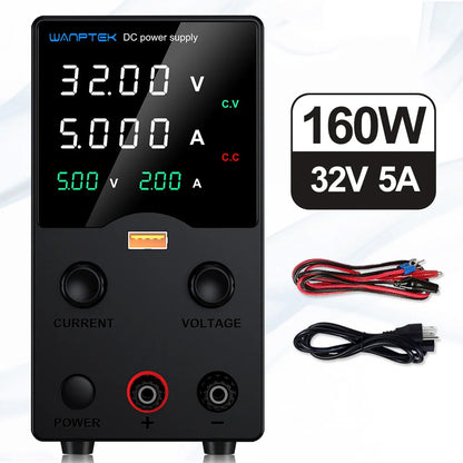 Wanptek DC Lab Power Supply 32V 62V 120V 160V Adjustable Switching Power Supply with 5V 2A USB Charging Display Regulator.