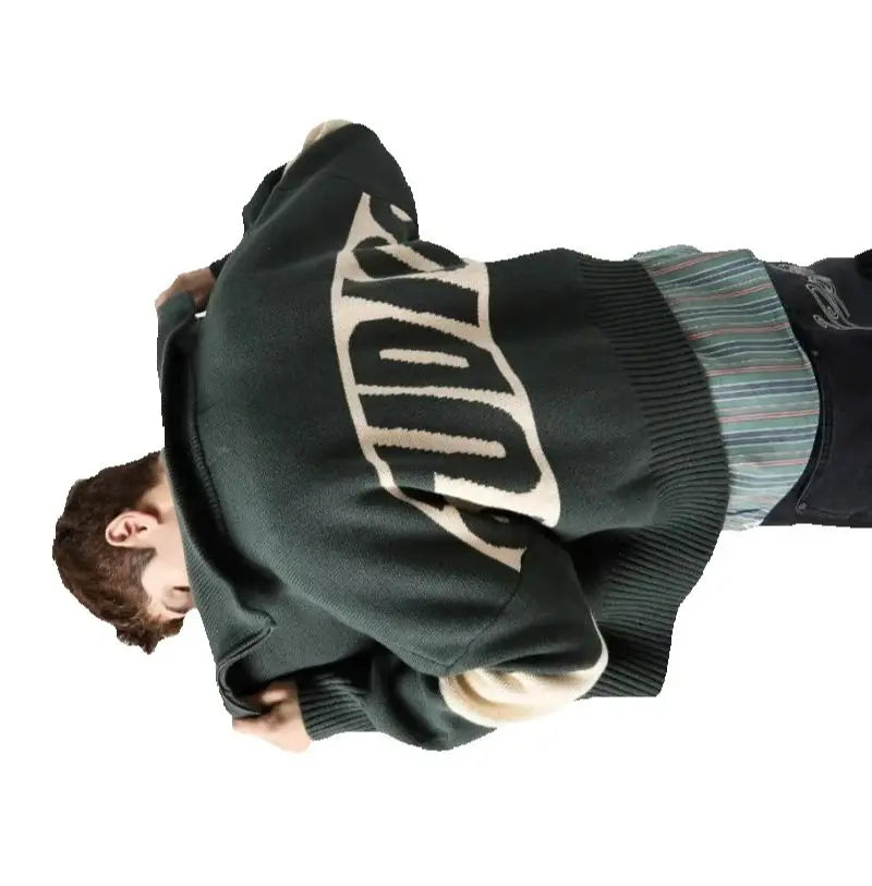 Autumn and Winter Warm Cardigan Sweater Men 2025 Trendy Casual Streetwear American Retro Letter Embroidery Zipper Pullover Women.