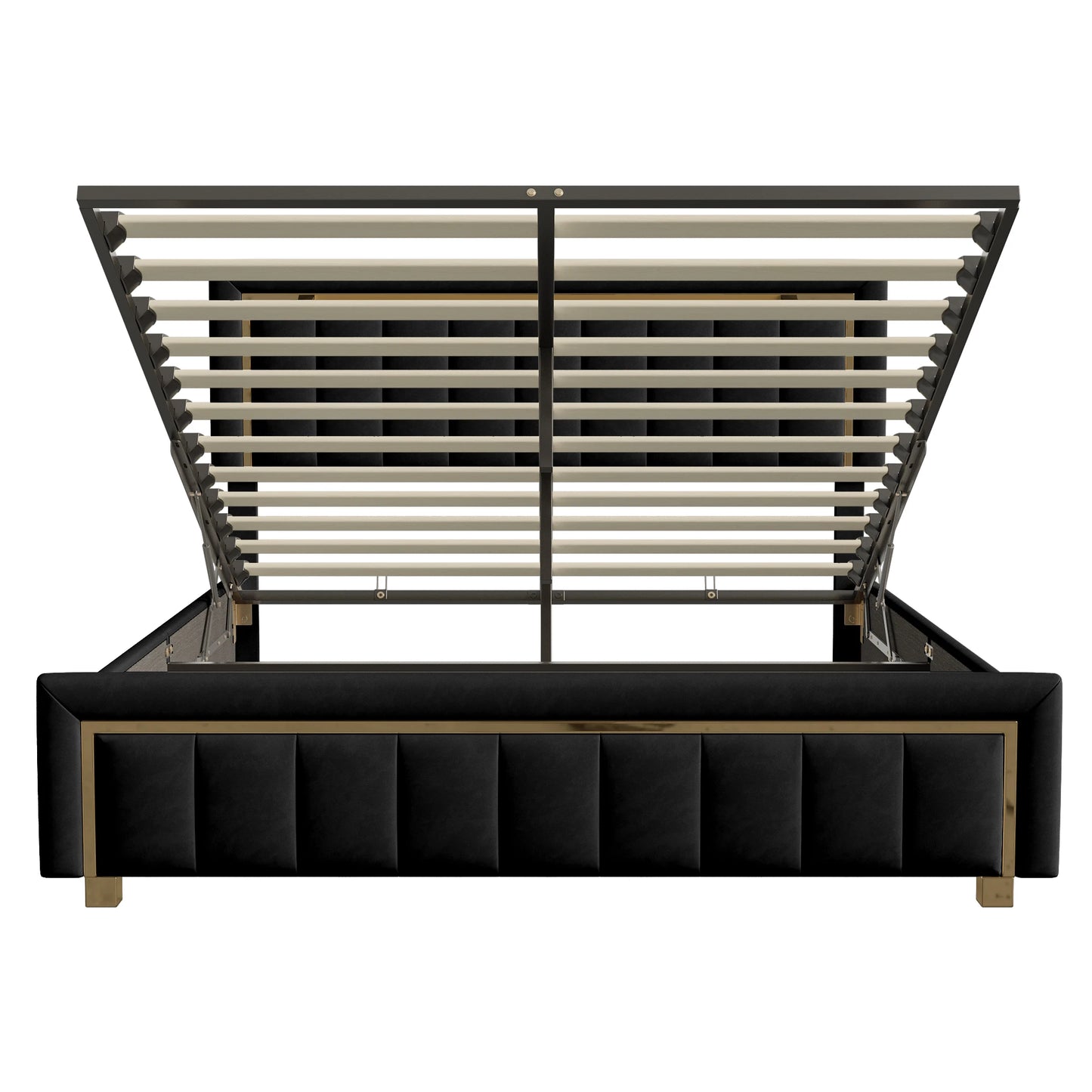 Fangange Polsterbett 40 x 200 cm, hydraulisches Bett mit Lattenrost, Stauraumbett mit Kopfteil, Funktionsbett, Samt, ohne Matratze