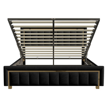 Fangange Polsterbett 40 x 200 cm, hydraulisches Bett mit Lattenrost, Stauraumbett mit Kopfteil, Funktionsbett, Samt, ohne Matratze