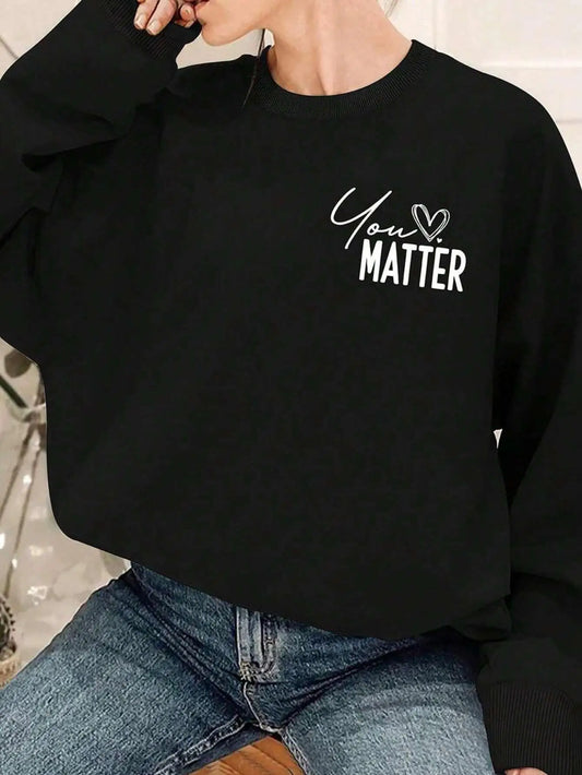 Casual Women Sweatshirt You Are Amazing Beautiful And Enough Letter Print Pullover Warm Soft Hoody Loose Crewneck Fleece Clothes.