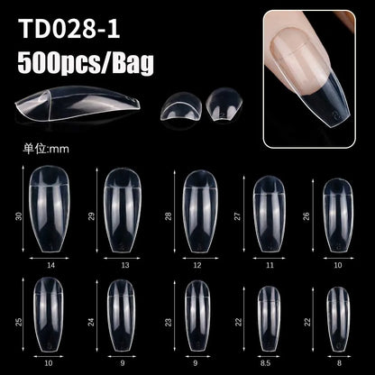 500/600pcs Long Pointed Fake Nail Tips Stiletto Half Cover French Acrylic UV Gel False Nail Extension Press On Nails Manic Tool