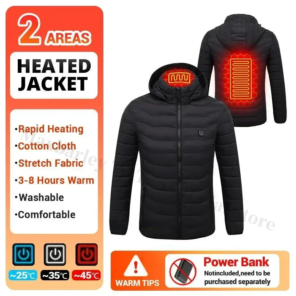 21 Areas Heating Jacket Men Winter USB Electric Heated Coat Functional Self Heating Clothes Outdoor Snow Ski Thick Padded Jacket