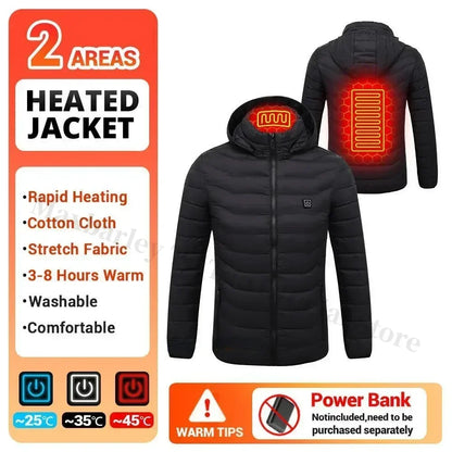 21 Areas Heating Jacket Men Winter USB Electric Heated Coat Functional Self Heating Clothes Outdoor Snow Ski Thick Padded Jacket