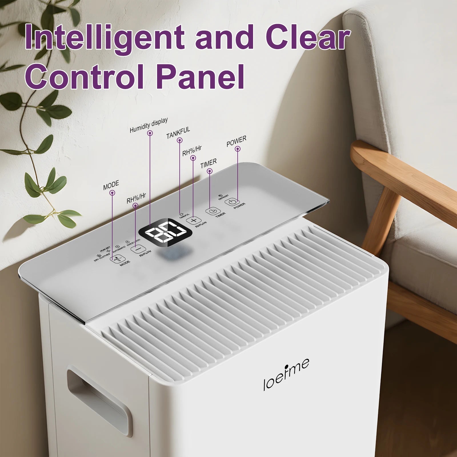 LOEFME 8L/Day Air Dehumidifier Moisture Absorbers Home Air Dryer 1.5L Water Tank with 3M Hose For Home Basement Rooms Bathrooms.