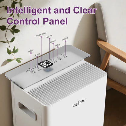 LOEFME 8L/Day Air Dehumidifier Moisture Absorbers Home Air Dryer 1.5L Water Tank with 3M Hose For Home Basement Rooms Bathrooms.