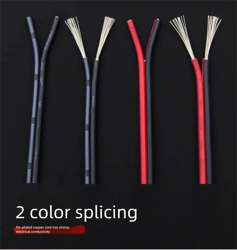 2 Pin Wire Electric Copper Cable 28 26 24 22 20 18 16 AWG LED Strip Lamp Lighting Cable PVC Extend Cord White Black Red UL2468.