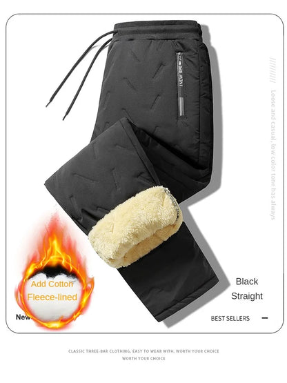 Winter Sweatwear Men Plush Thick Fleece Sweatpant Lambswool Thermal Trousers Casual Pants Windproof Warm Cotton Pants 8828.