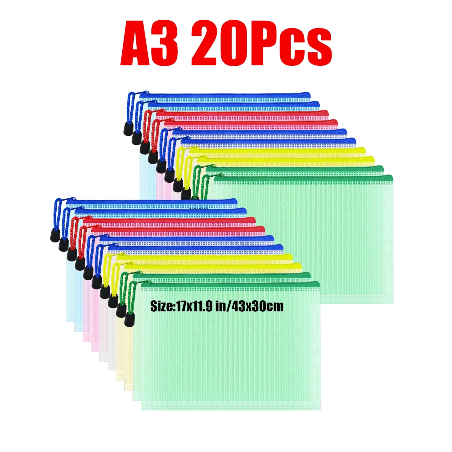 Zipper Documents Bag A4/A5 Plastic Folders A3 Transparent Waterproo File Organize Storage Bag School Office Stationery Supplies.