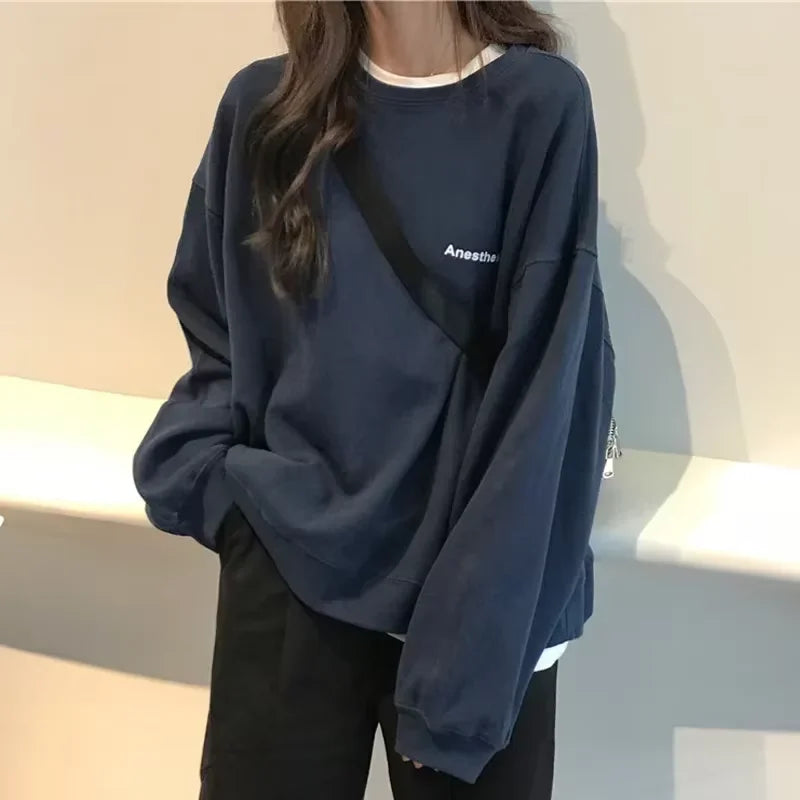 Women Hoodies 2025 Spring Woman clothing Office Lady Loose Coat Sweatshirts Letter Printed Pullovers Korean Fashion Y2k top Coat.