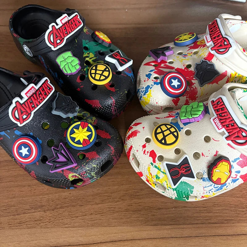 Children Slippers The Avengers Anime Disney Marvel Kawaii Hole Sandals Eva Beach Breathable Shoes Outdoor Non Slip Comfort Gifts.