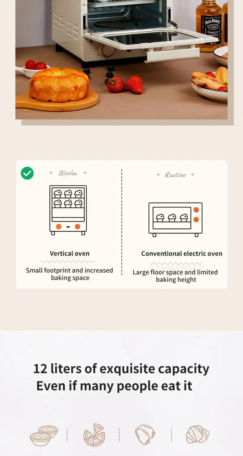 12L Large Capacity Electric Air Fryer Toaster Oven Mechanical Household Kitchen 360° Baking Convection Oven Oil-Free Deep Fryer.